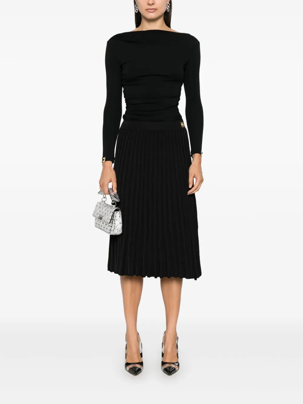 Pleated-Effect Midi Skirt