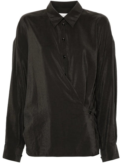 Twisted Straight-Collar Shirt