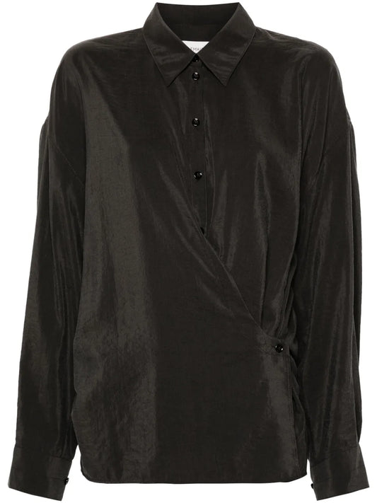 Twisted Straight-Collar Shirt