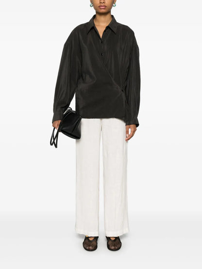 Twisted Straight-Collar Shirt