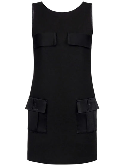 Pocket-Detail Boxy Crêpe Mini Dress
