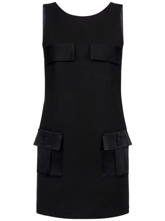 Pocket-Detail Boxy Crêpe Mini Dress