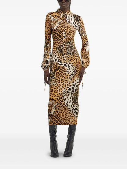 Leopard-Print Midi Dress