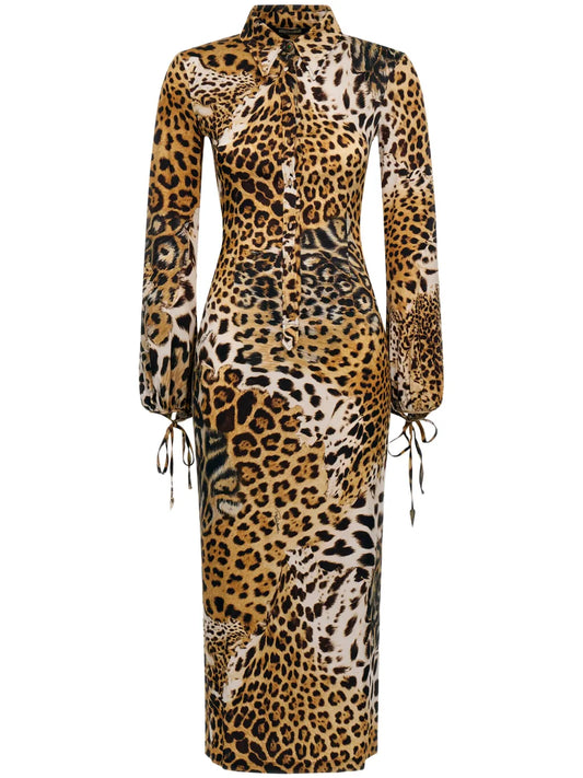 Leopard-Print Midi Dress