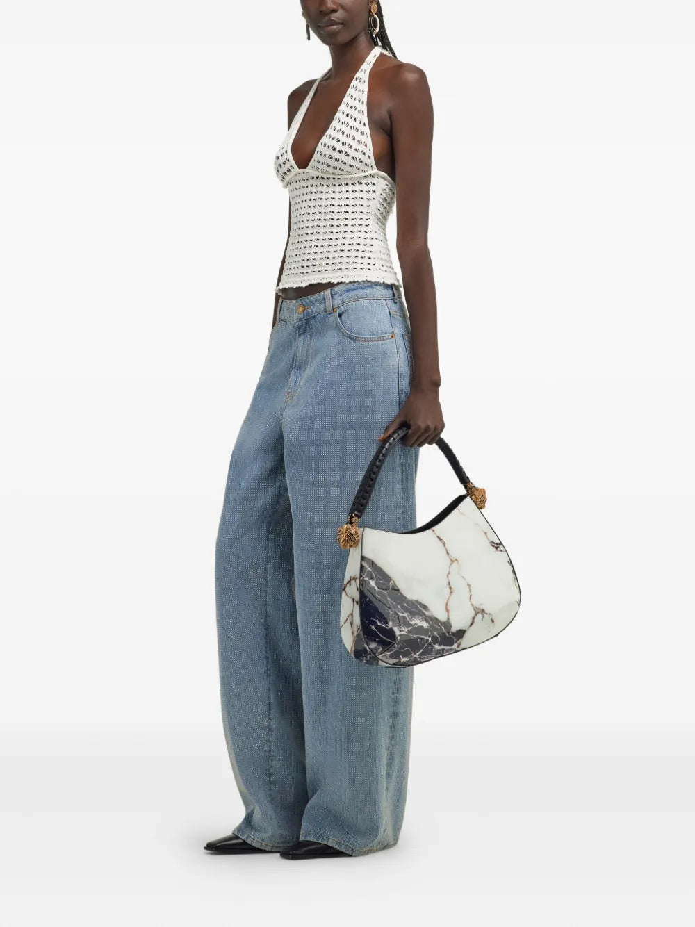 Halterneck Crochet-Knit Top