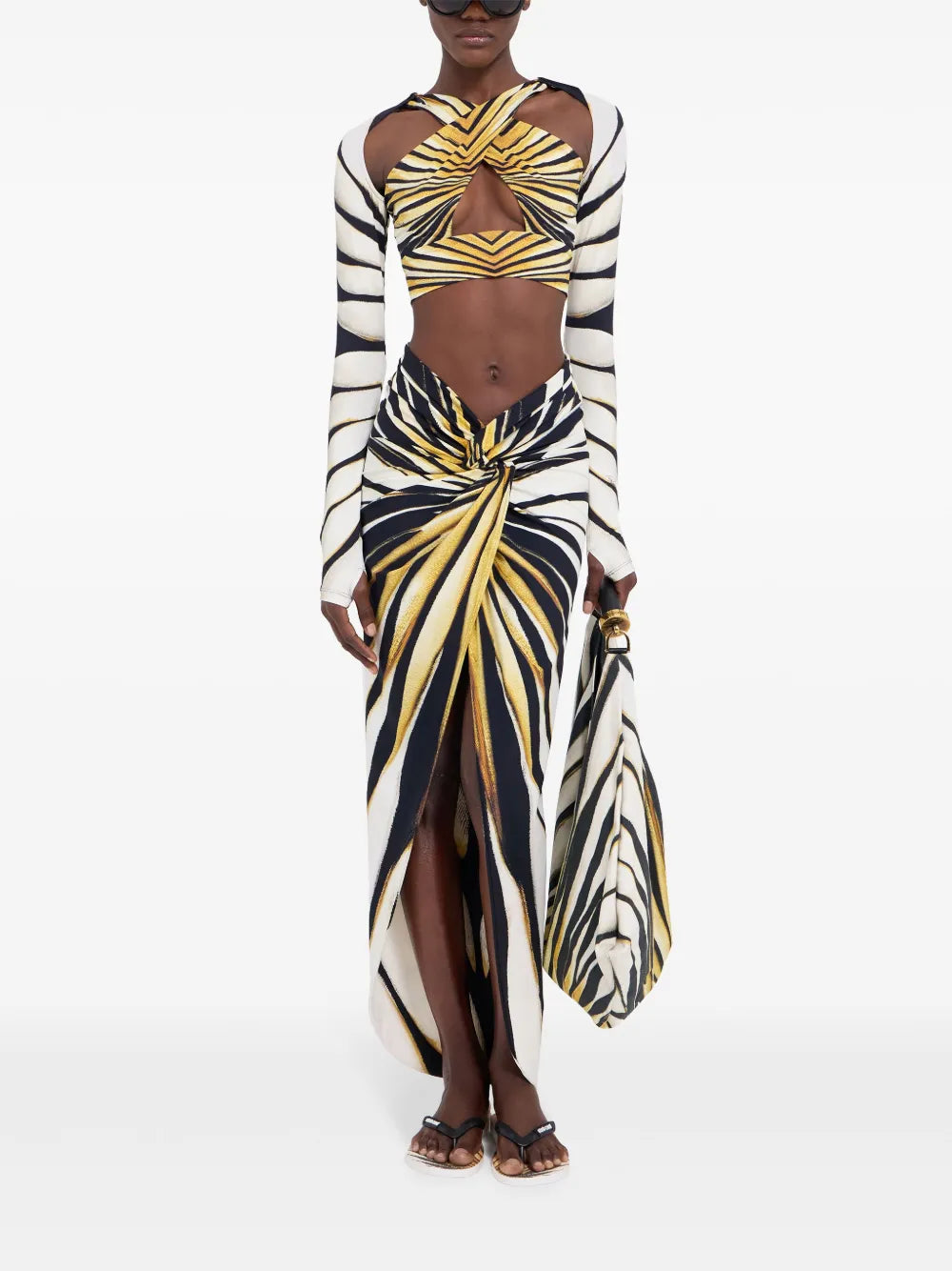 Ray Of Gold Print Cropped Top