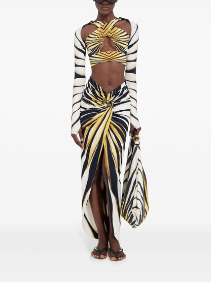 Ray Of Gold Print Cropped Top