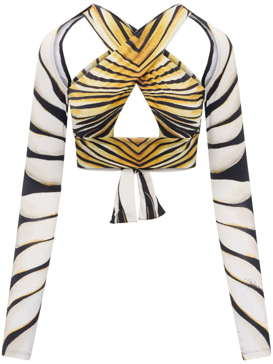 Ray Of Gold Print Cropped Top