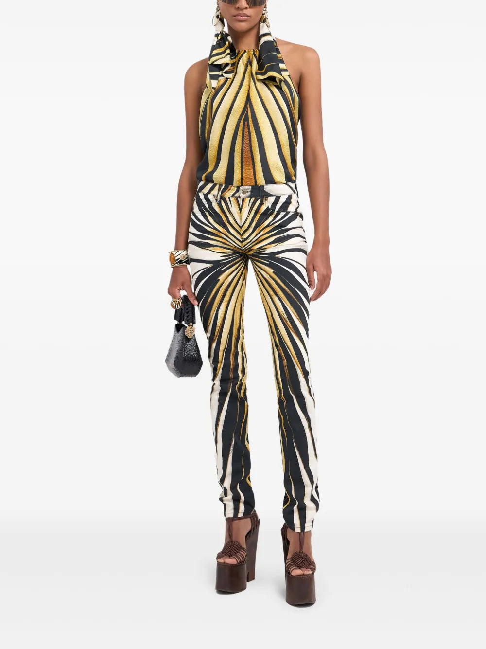 Ray Of Gold Print Skinny Trousers