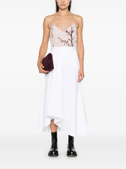 Asymmetric Flared Midi Skirt