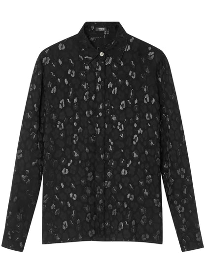 Leopard-Jacquard Satin Shirt