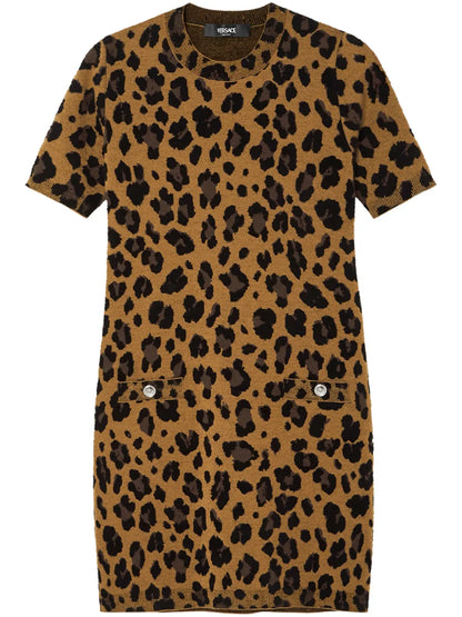 Leopard-Jacquard T-Shirt Dress