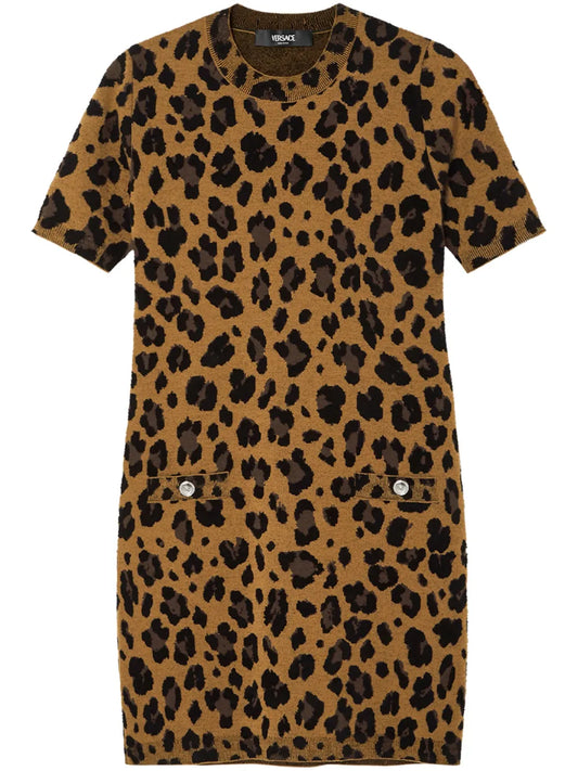 Leopard-Jacquard T-Shirt Dress
