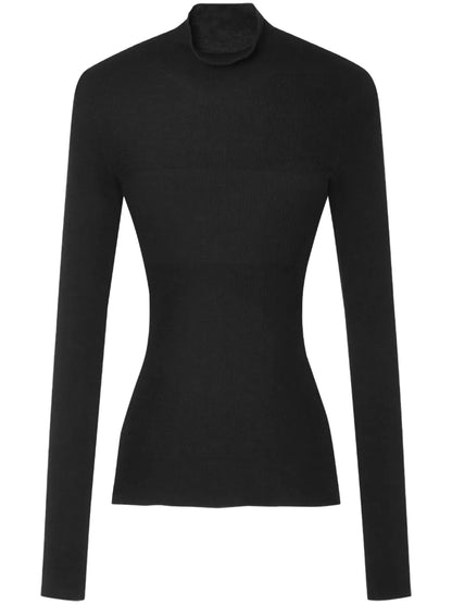 Wool Ribbed-Knit Top
