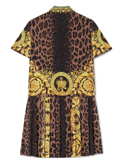 Wild Barocco-Print Lavallière Mini Dress