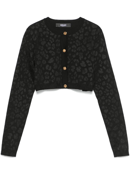 Leopard-Pattern Lurex Cardigan