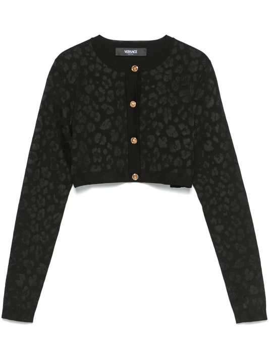 Leopard-Pattern Lurex Cardigan