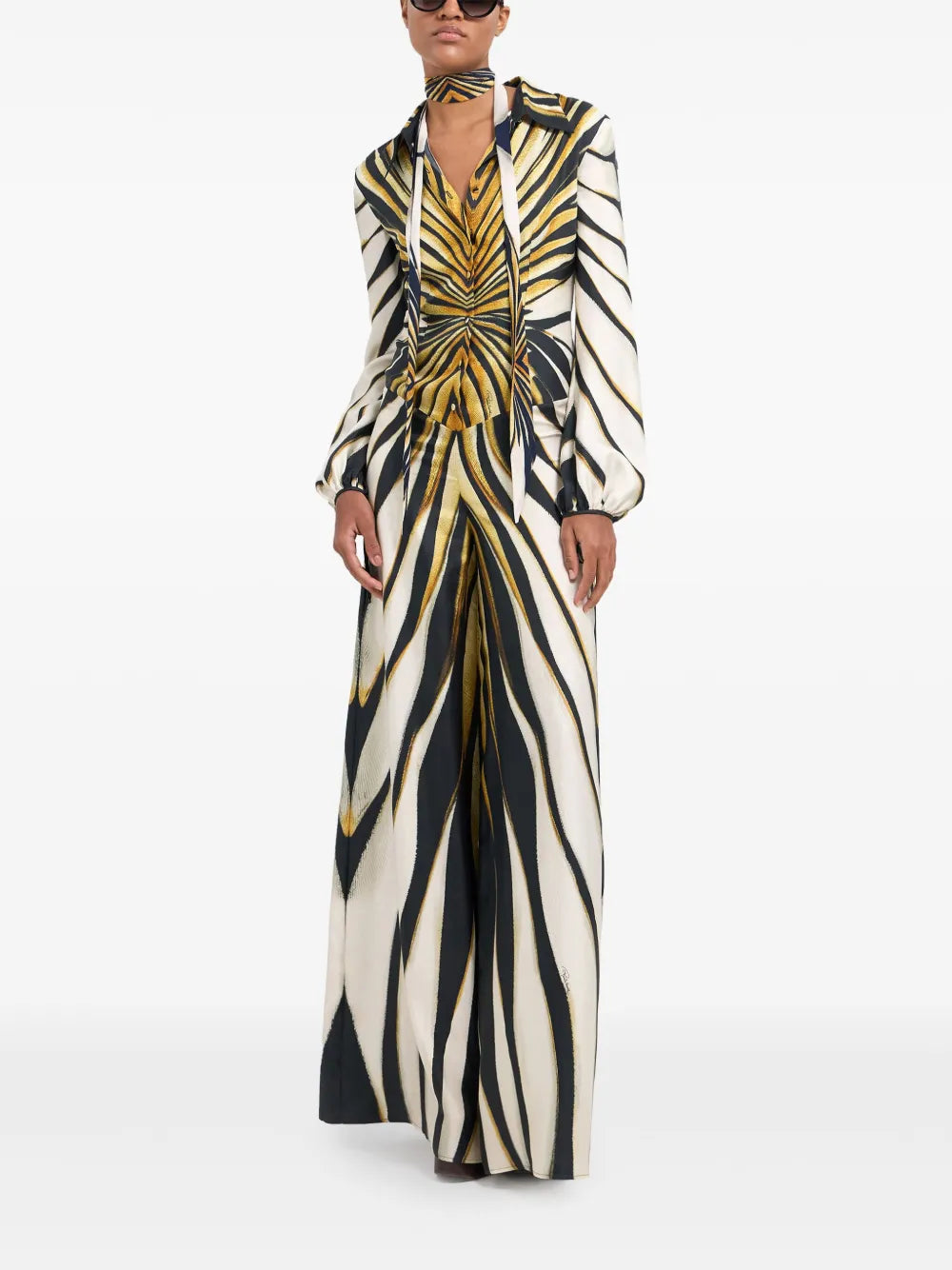 Ray Of Gold Print Silk Jumpsuit