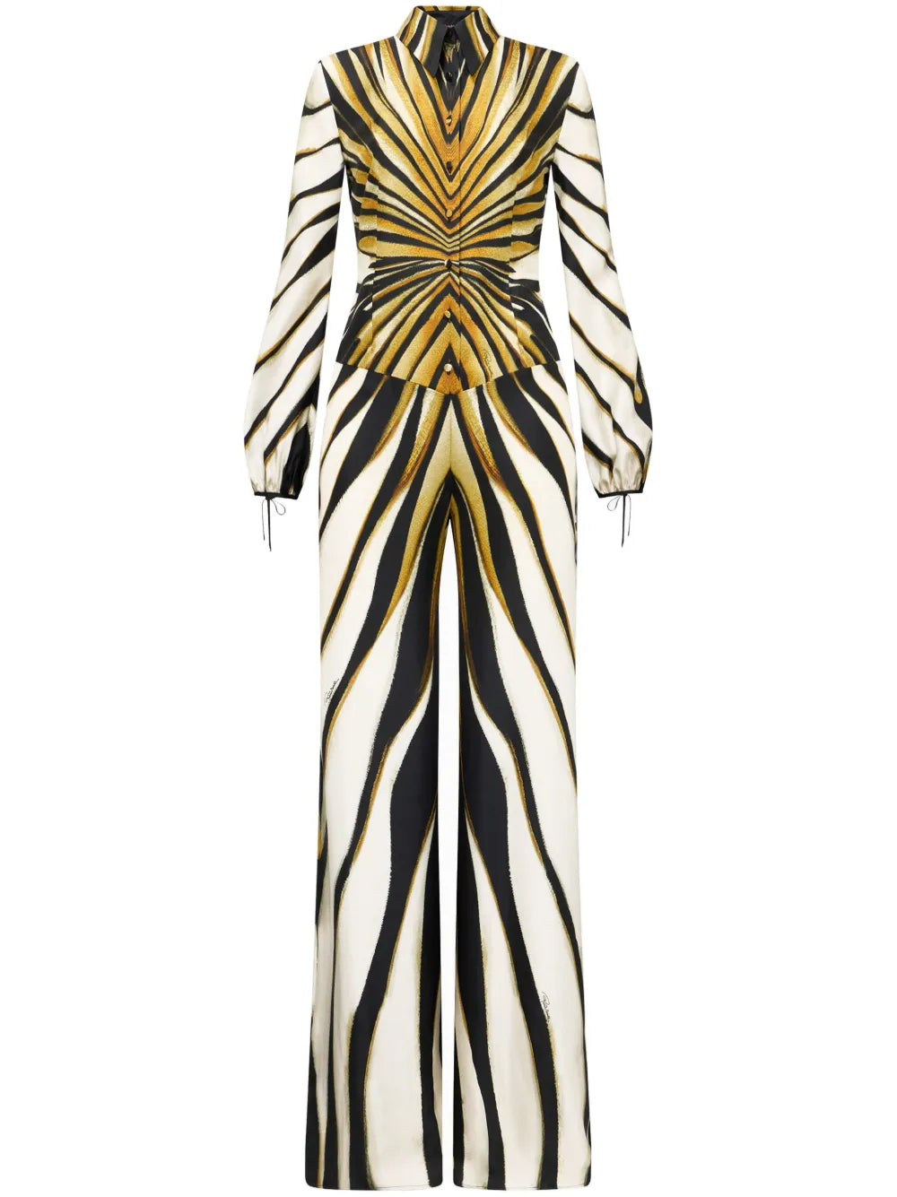 Ray Of Gold Print Silk Jumpsuit