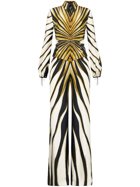 Ray Of Gold Print Silk Jumpsuit