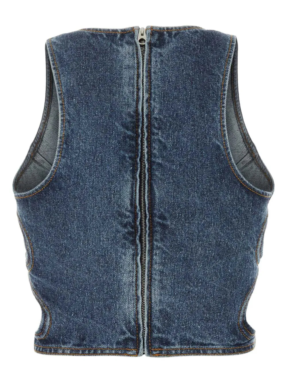 Zip-Fastened Denim Tank Top