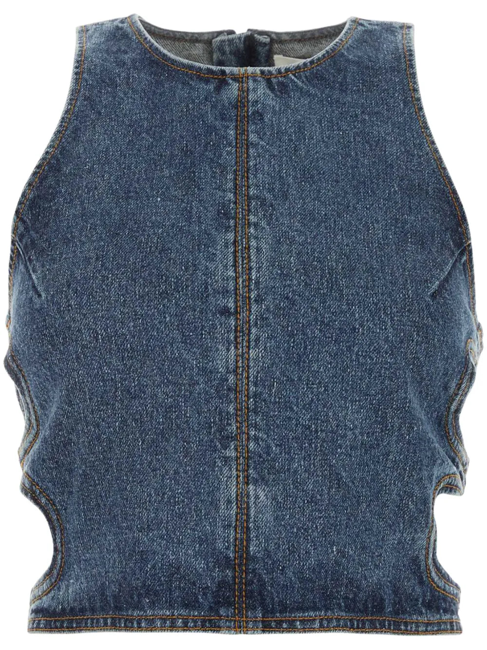 Zip-Fastened Denim Tank Top
