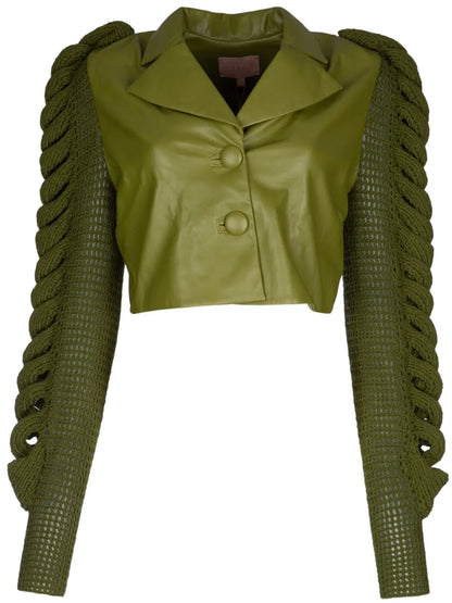 Knitted-Sleeve Jacket