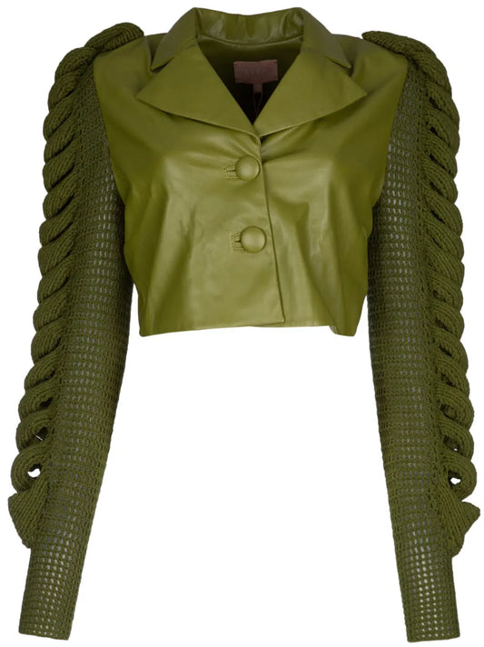 Knitted-Sleeve Jacket