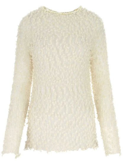 Crew-Neck Long-Sleeve Mesh Top