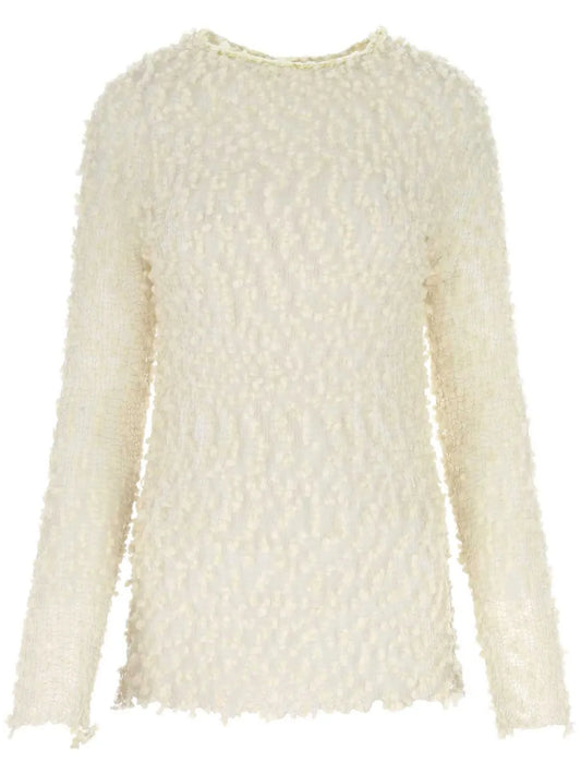 Crew-Neck Long-Sleeve Mesh Top
