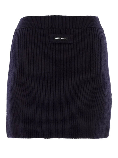 Ribbed-Knit Wool Miniskirt