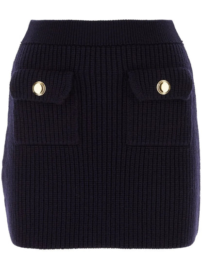 Ribbed-Knit Wool Miniskirt