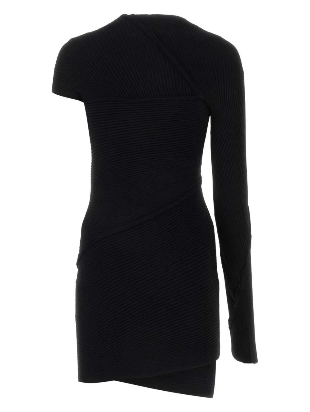 Asymmetric-Sleeves Mini Dress
