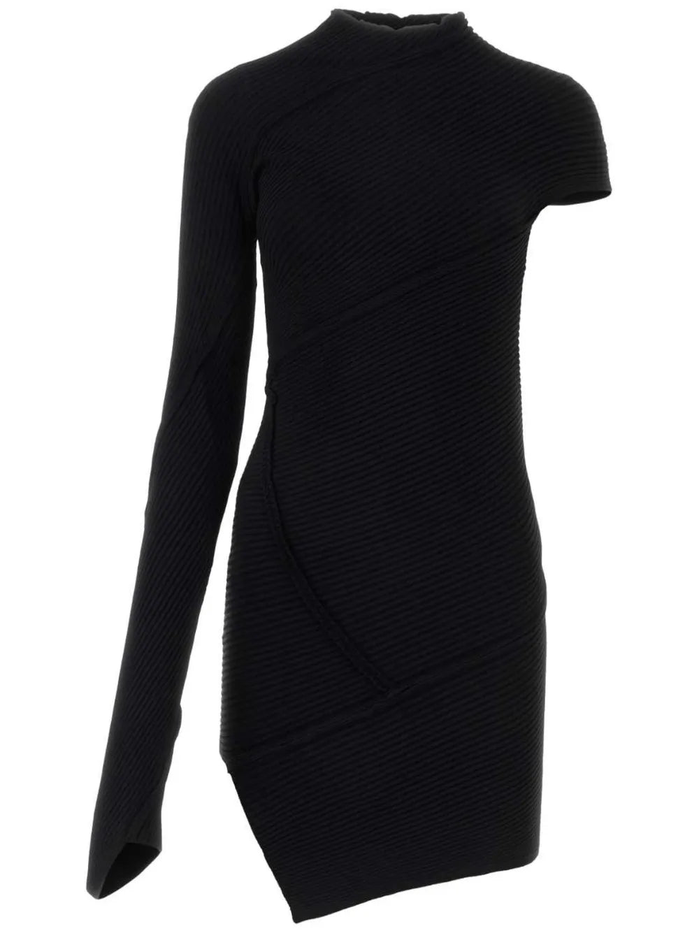 Asymmetric-Sleeves Mini Dress
