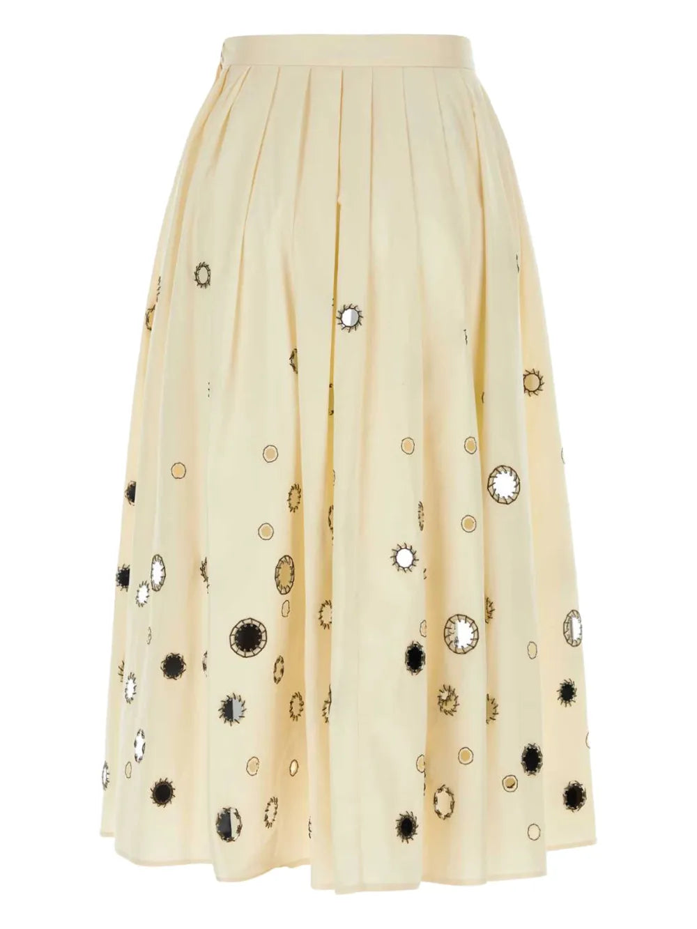 Mirror-Embellished Coton Midi Skirt