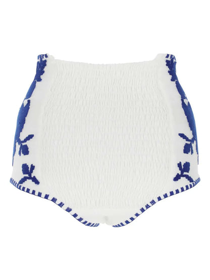 Floral-Embroidered Cotton Shorts