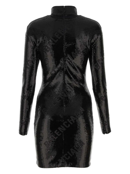 All-Over Logo Sequin Mini Dress