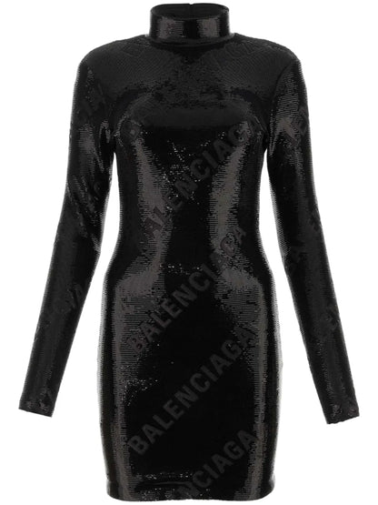 All-Over Logo Sequin Mini Dress