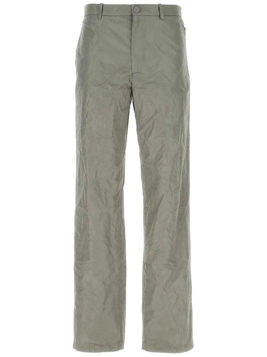 Crinkled Straight-Leg Trousers