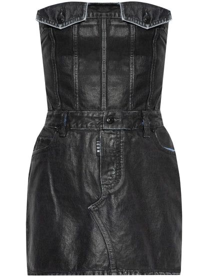 Coated-Finish Mini Dress