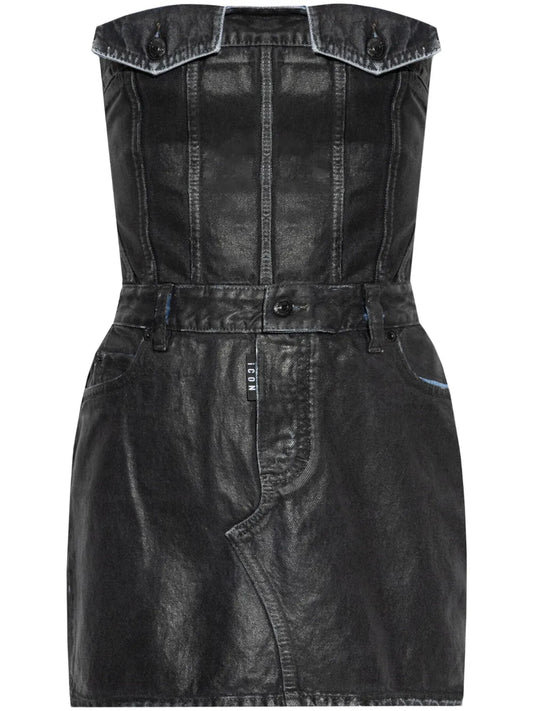 Coated-Finish Mini Dress