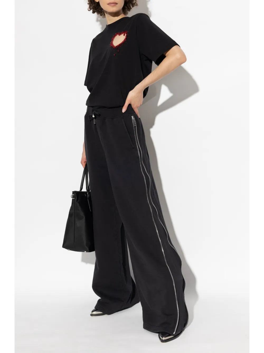 Side-Zipped Cotton Palazzo Pants