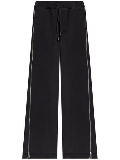 Side-Zipped Cotton Palazzo Pants