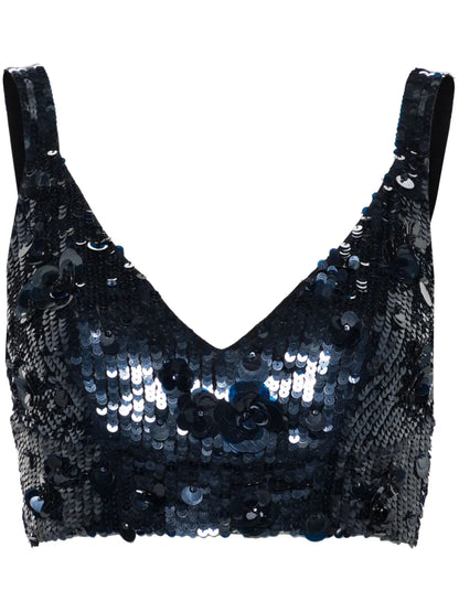 Sequin-Embellished Cropped Top