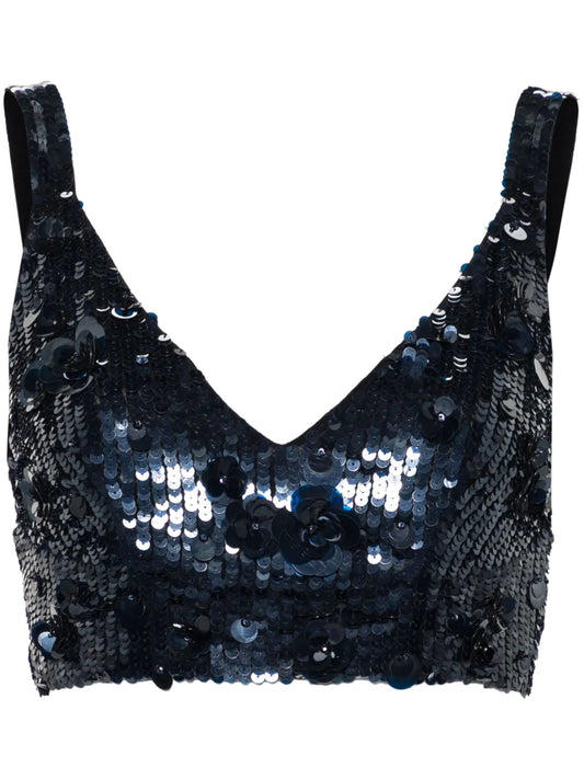 Sequin-Embellished Cropped Top