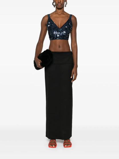 Sequin-Embellished Cropped Top