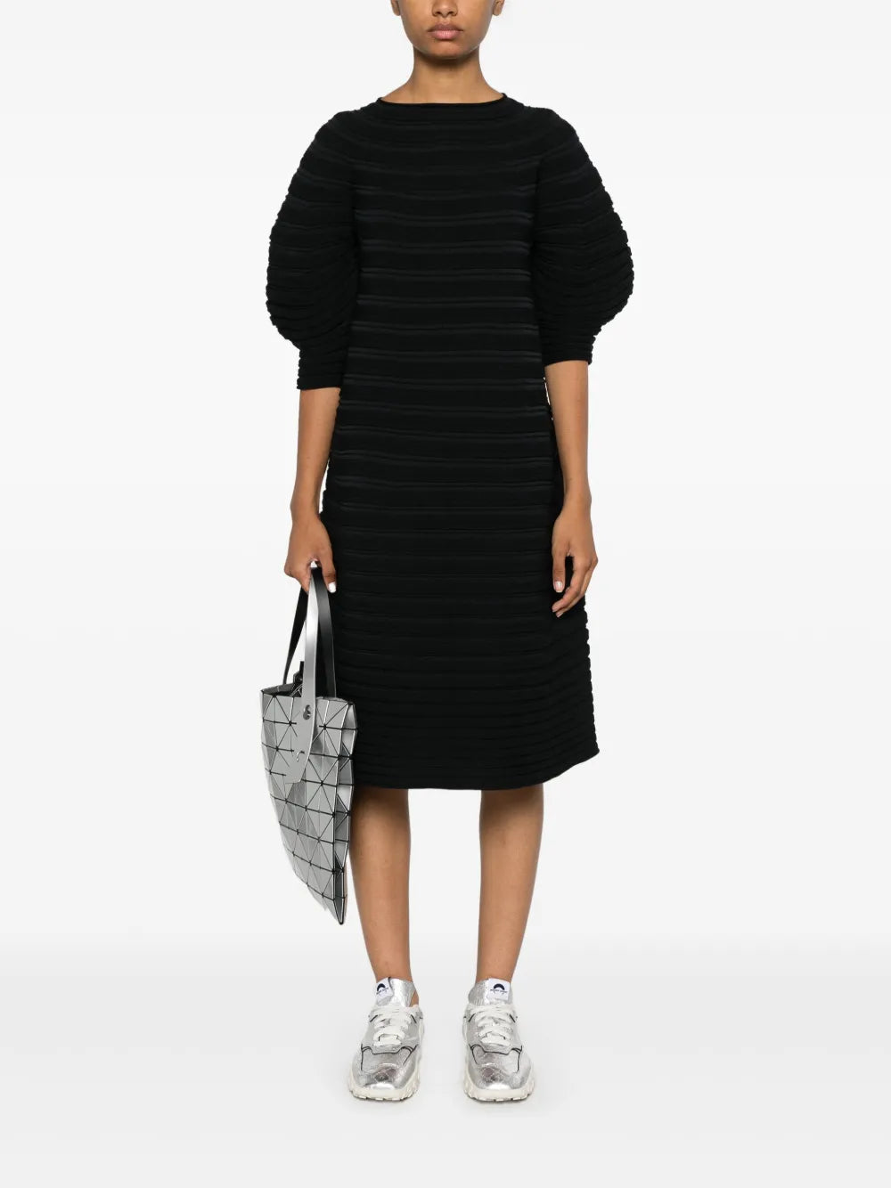 Puff-Sleeve Midi Dress