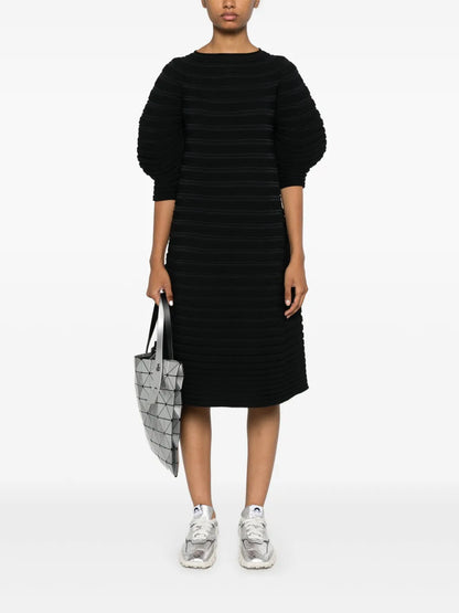 Puff-Sleeve Midi Dress