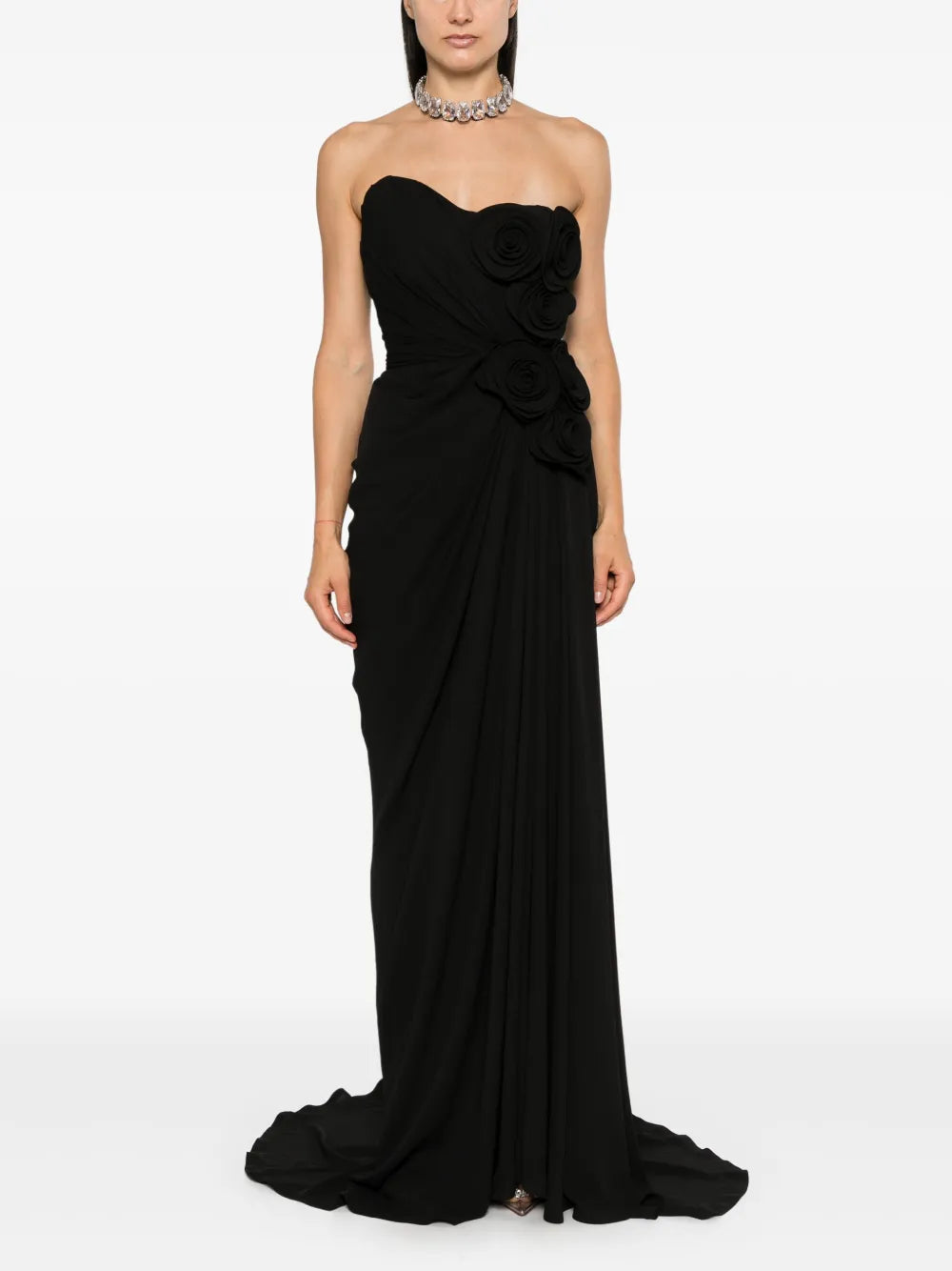 Floral-Appliqué Maxi Dress