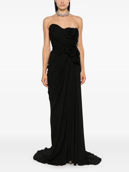 Floral-Appliqué Maxi Dress